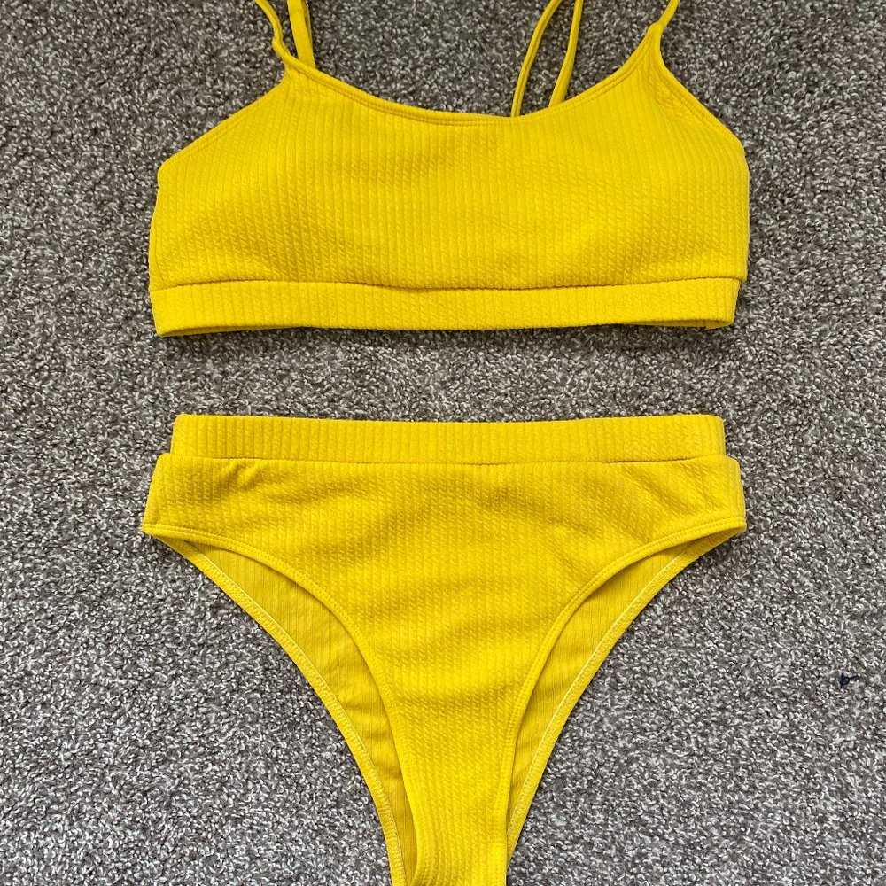 Brand new yellow ribbed bikini
